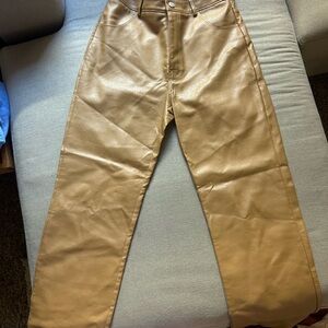 Beige by ECI Camel Vegan Leather Pants